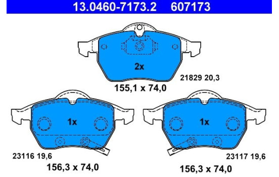 Juego de pastillas de freno 13.0460-7173.2 ATE, Imagen 2