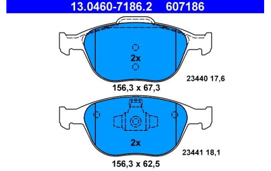 Juego de pastillas de freno 13.0460-7186.2 ATE, Imagen 2