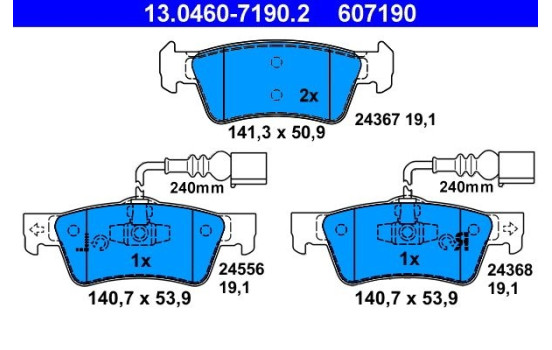 Juego de pastillas de freno 13.0460-7190.2 ATE, Imagen 2