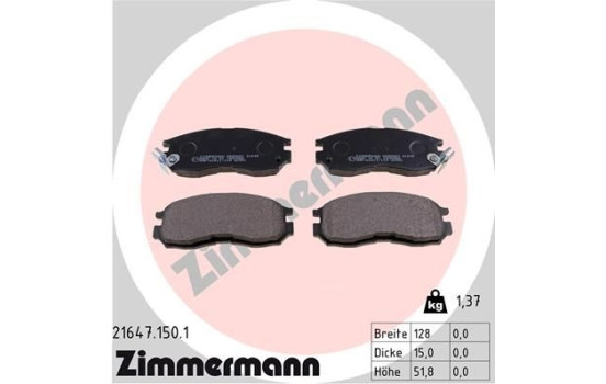 Juego de pastillas de freno 21647.150.1 Zimmermann, Imagen 2