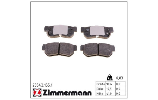 Juego de pastillas de freno 23543.155.1 Zimmermann, Imagen 2