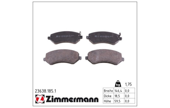 Juego de pastillas de freno 23638.185.1 Zimmermann, Imagen 2