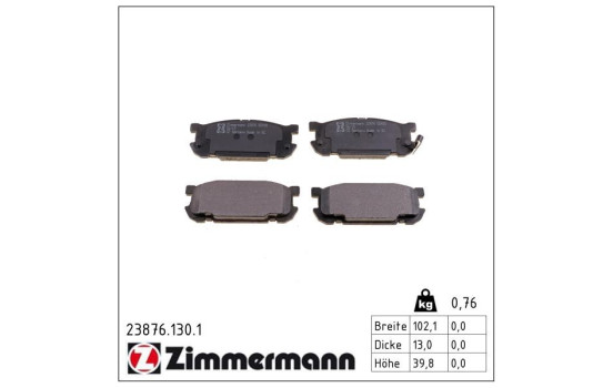 Juego de pastillas de freno 23876.130.1 Zimmermann, Imagen 2