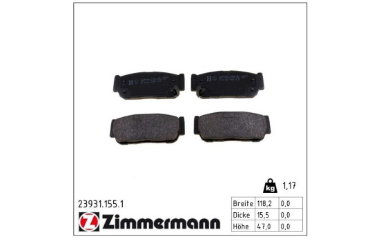 Juego de pastillas de freno 23931.155.1 Zimmermann, Imagen 2