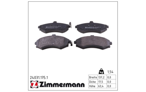 Juego de pastillas de freno 24031.175.1 Zimmermann, Imagen 2