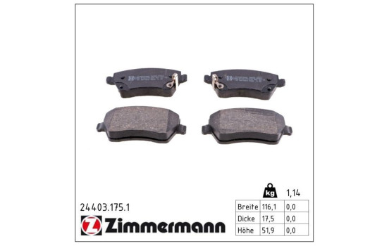 Juego de pastillas de freno 24403.175.1 Zimmermann, Imagen 2