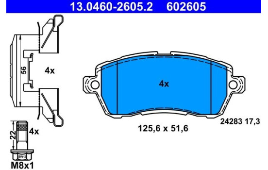 JUEGO DE PASTILLAS DE FRENO ATE 13.0460-2605.2, Imagen 2