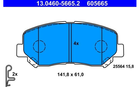 Juego de pastillas de freno, freno de disco 13.0460-5665.2 ATE, Imagen 2