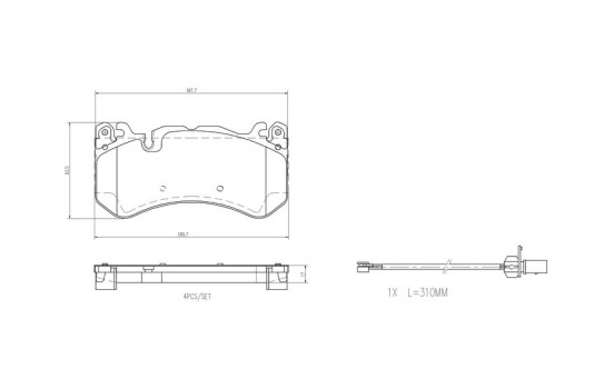 Juego de pastillas de freno, freno de disco P 50 164 Brembo, Imagen 2
