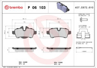 Juego de pastillas de freno, freno de disco P06103 Brembo