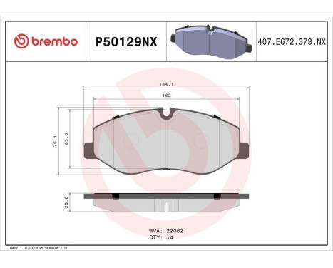 Juego de pastillas de freno, freno de disco P50129NX Brembo