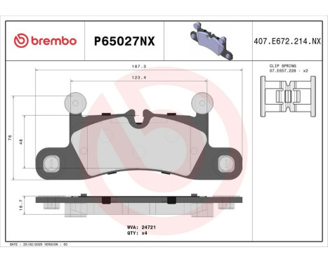 Juego de pastillas de freno, freno de disco P65027NX Brembo