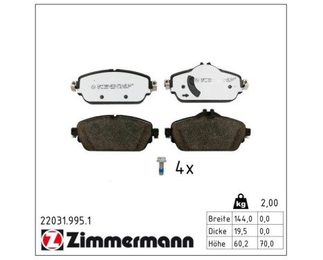 Juego de pastillas de freno, freno de disco rd:z 22031.995.1 Zimmermann