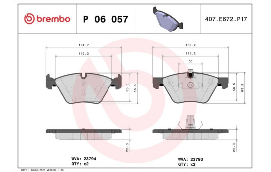 Juego de pastillas de freno P 06 057 Brembo, Imagen 2