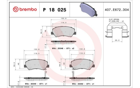 Juego de pastillas de freno P 18 025 Brembo, Imagen 2