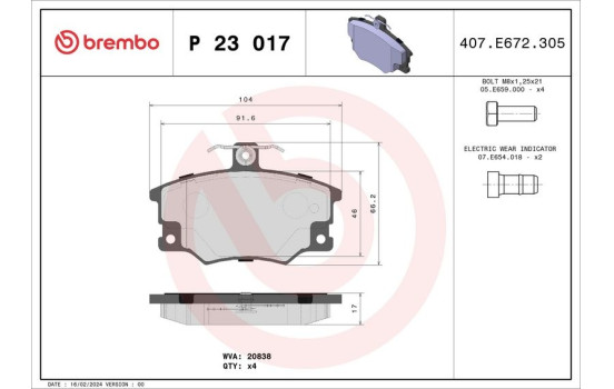 Juego de pastillas de freno P 23 017 Brembo, Imagen 2
