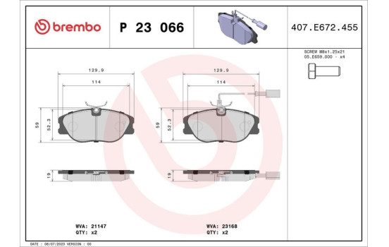 Juego de pastillas de freno P 23 066 Brembo, Imagen 2