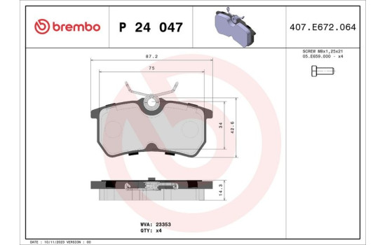 Juego de pastillas de freno P 24 047 Brembo, Imagen 2