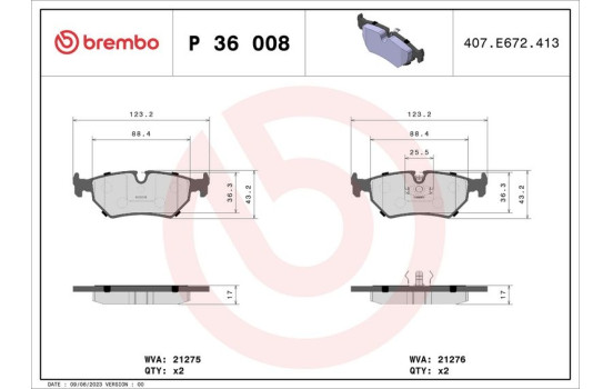 Juego de pastillas de freno P 36 008 Brembo, Imagen 2