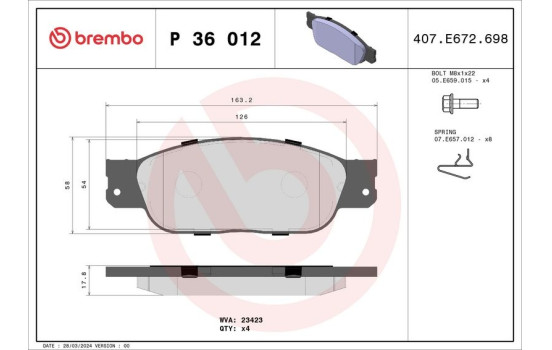 Juego de pastillas de freno P 36 012 Brembo, Imagen 2
