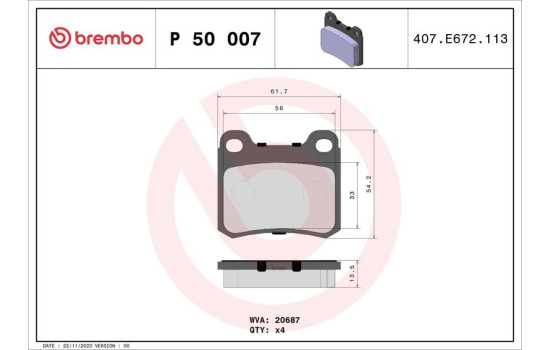 Juego de pastillas de freno P 50 007 Brembo, Imagen 2