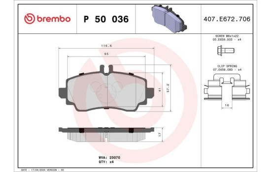 Juego de pastillas de freno P 50 036 Brembo, Imagen 2