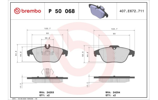 Juego de pastillas de freno P 50 068 Brembo, Imagen 2