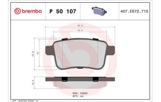 Juego de pastillas de freno P 50 107 Brembo, Imagen 2