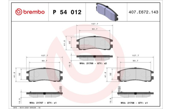 Juego de pastillas de freno P 54 012 Brembo, Imagen 2