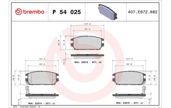 Juego de pastillas de freno P 54 025 Brembo, Imagen 2