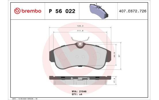 Juego de pastillas de freno P 56 022 Brembo, Imagen 2