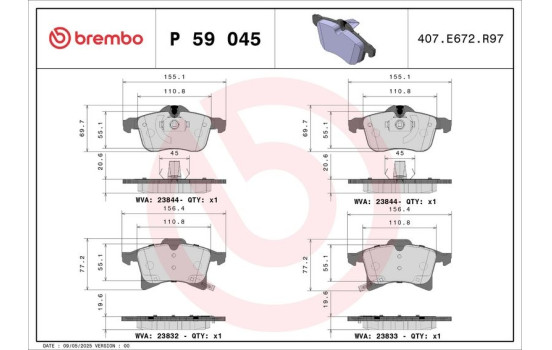 Juego de pastillas de freno P 59 045 Brembo, Imagen 2