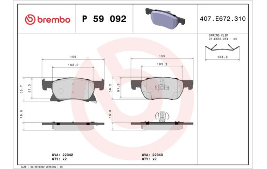 Juego de pastillas de freno P 59 092 Brembo, Imagen 2