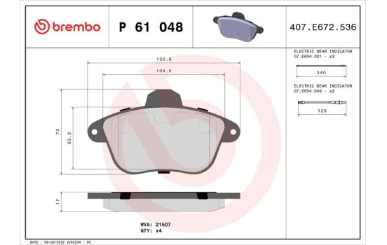 Juego de pastillas de freno P 61 048 Brembo, Imagen 2