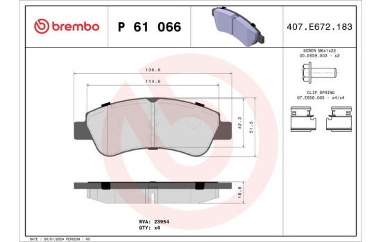 Juego de pastillas de freno P 61 066 Brembo, Imagen 2