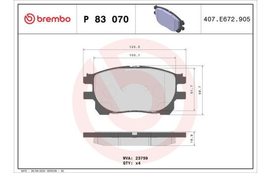 Juego de pastillas de freno P 83 070 Brembo, Imagen 2