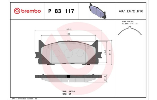 Juego de pastillas de freno P 83 117 Brembo, Imagen 2