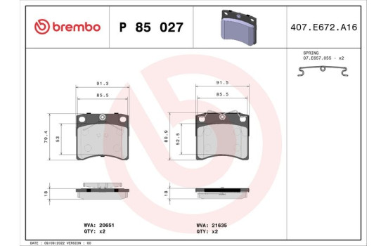 Juego de pastillas de freno P 85 027 Brembo, Imagen 2