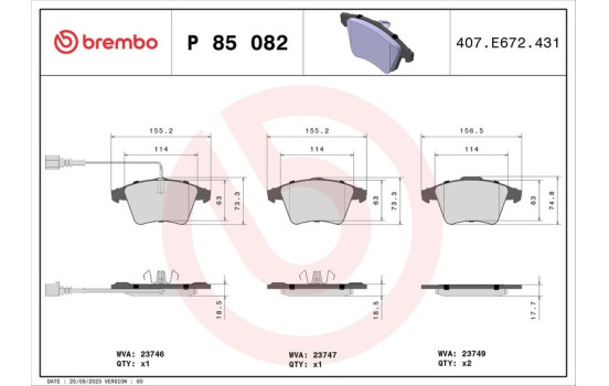 Juego de pastillas de freno P 85 082 Brembo, Imagen 2