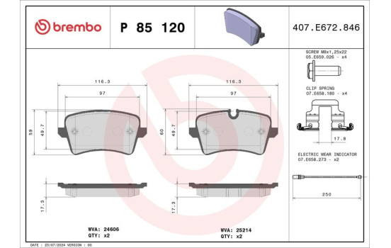 Juego de pastillas de freno P 85 120 Brembo, Imagen 2