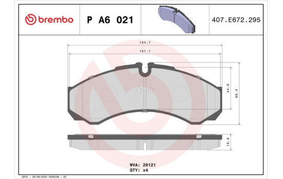 Juego de pastillas de freno P A6 021 Brembo, Imagen 2