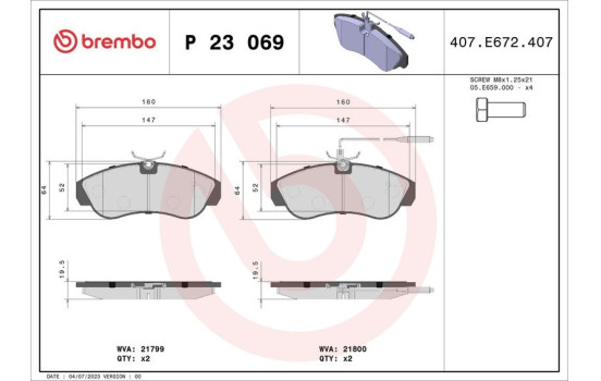 Juego de pastillas de freno P23069 Brembo, Imagen 2