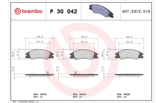 Juego de pastillas de freno P30042 Brembo, Imagen 2