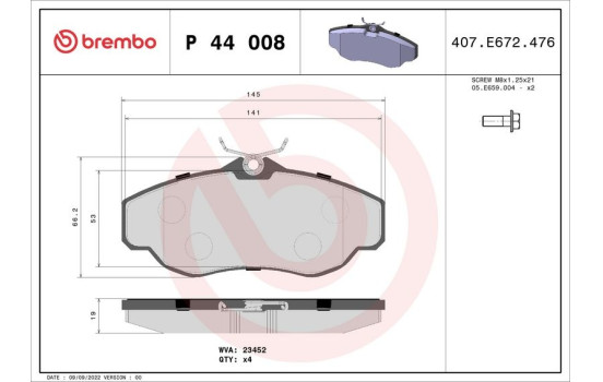 Juego de pastillas de freno P44008 Brembo, Imagen 2