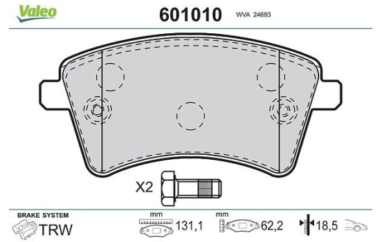 PASTILLA DE FRENO 601010 Valeo