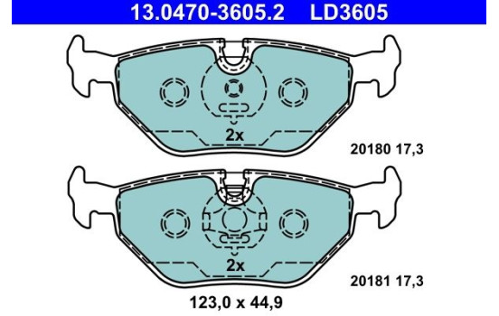 Pastillas de freno de cerámica con bajo contenido de polvo 13.0470-3605.2 ATE, Imagen 4