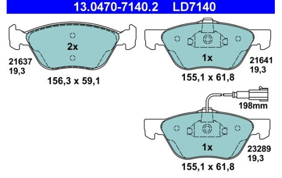 Pastillas de freno de cerámica con bajo contenido de polvo 13.0470-7140.2 ATE, Imagen 3