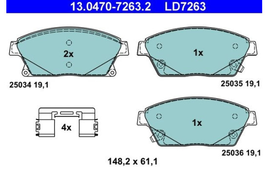 Pastillas de freno de cerámica con bajo contenido de polvo 13.0470-7263.2 ATE, Imagen 3