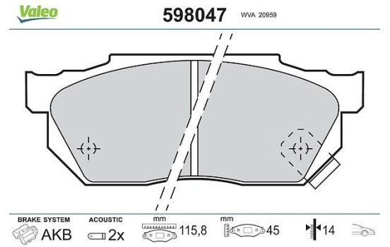 PASTILLAS DE FRENO HONDA 598047 Valeo