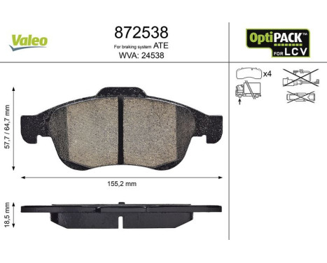 RELLENO DE PASTILLAS DE FRENO CITROEN BERLINGO 872538 Valeo